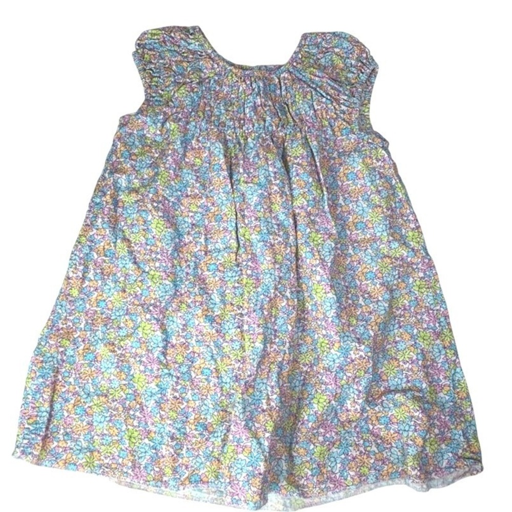 Zara Floral Smocked Cap Sleeve Dress Toddler 2-3 Years Multicolor Cotton Blend‎
